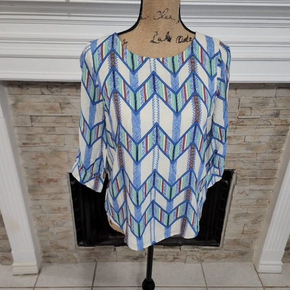 Skies are Blue Chevron print blouse size XS - Picture 1 of 8